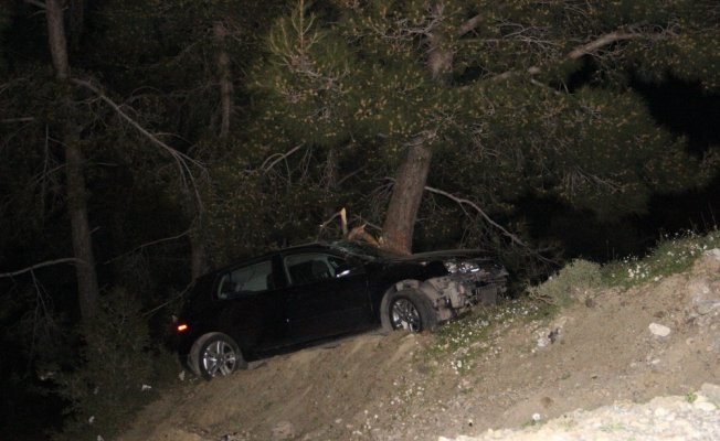 Uçuruma yuvarlanan otomobildeki 2 kişiyi ağaç kurtardı